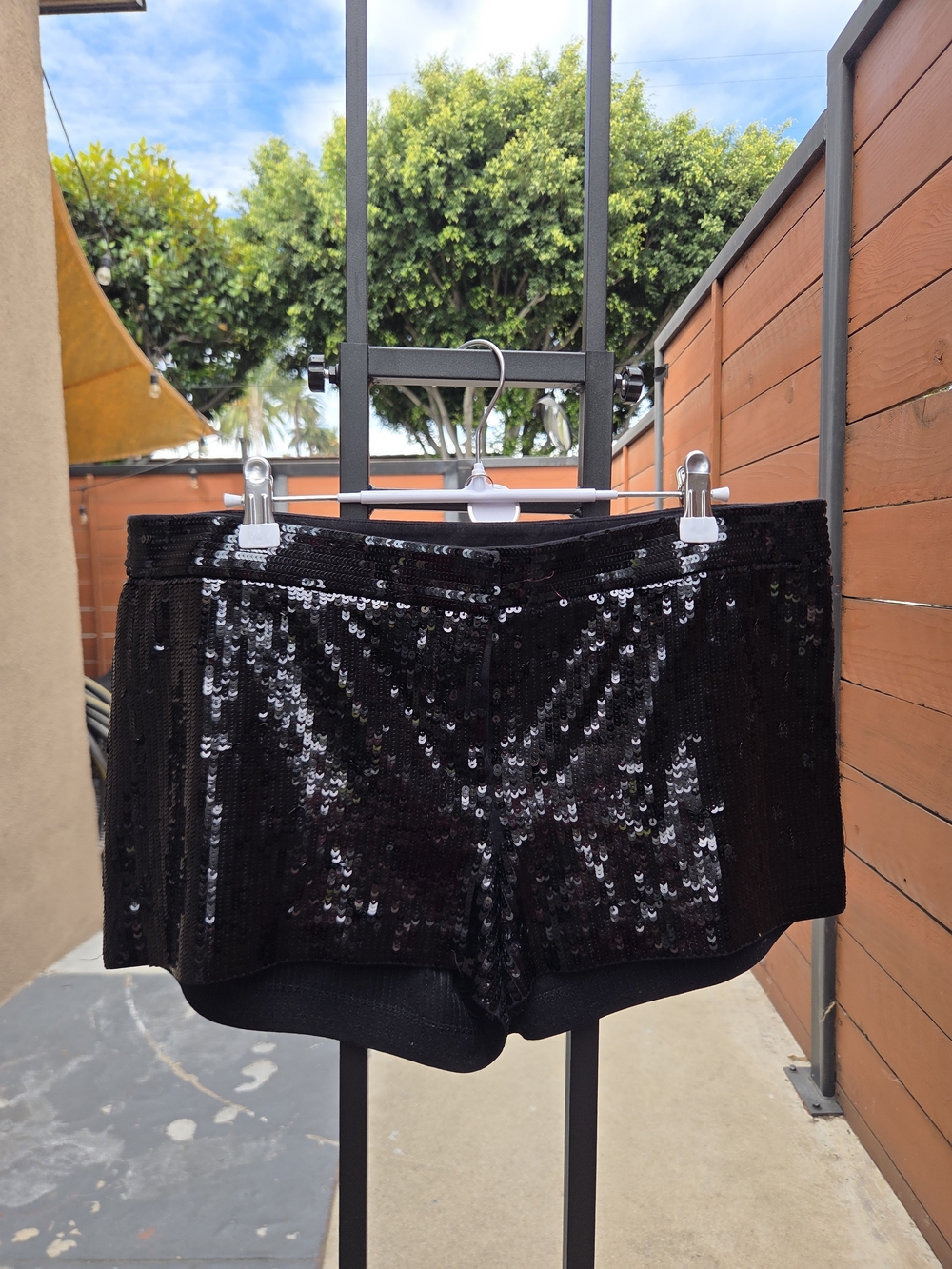 Express Black Sequin Short Shorts (10)